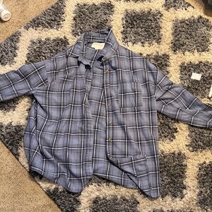 Aeropostale Blue Plaid Flannel Button Down Shirt